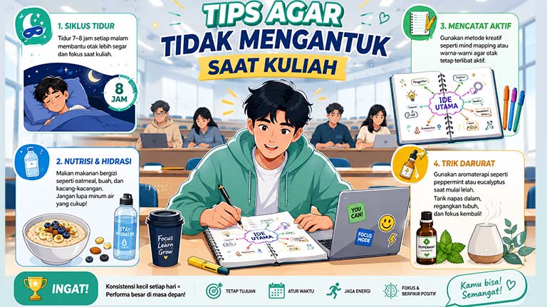 Tips Agar Tidak Mengantuk Saat Mendengarkan Dosen Kuliah